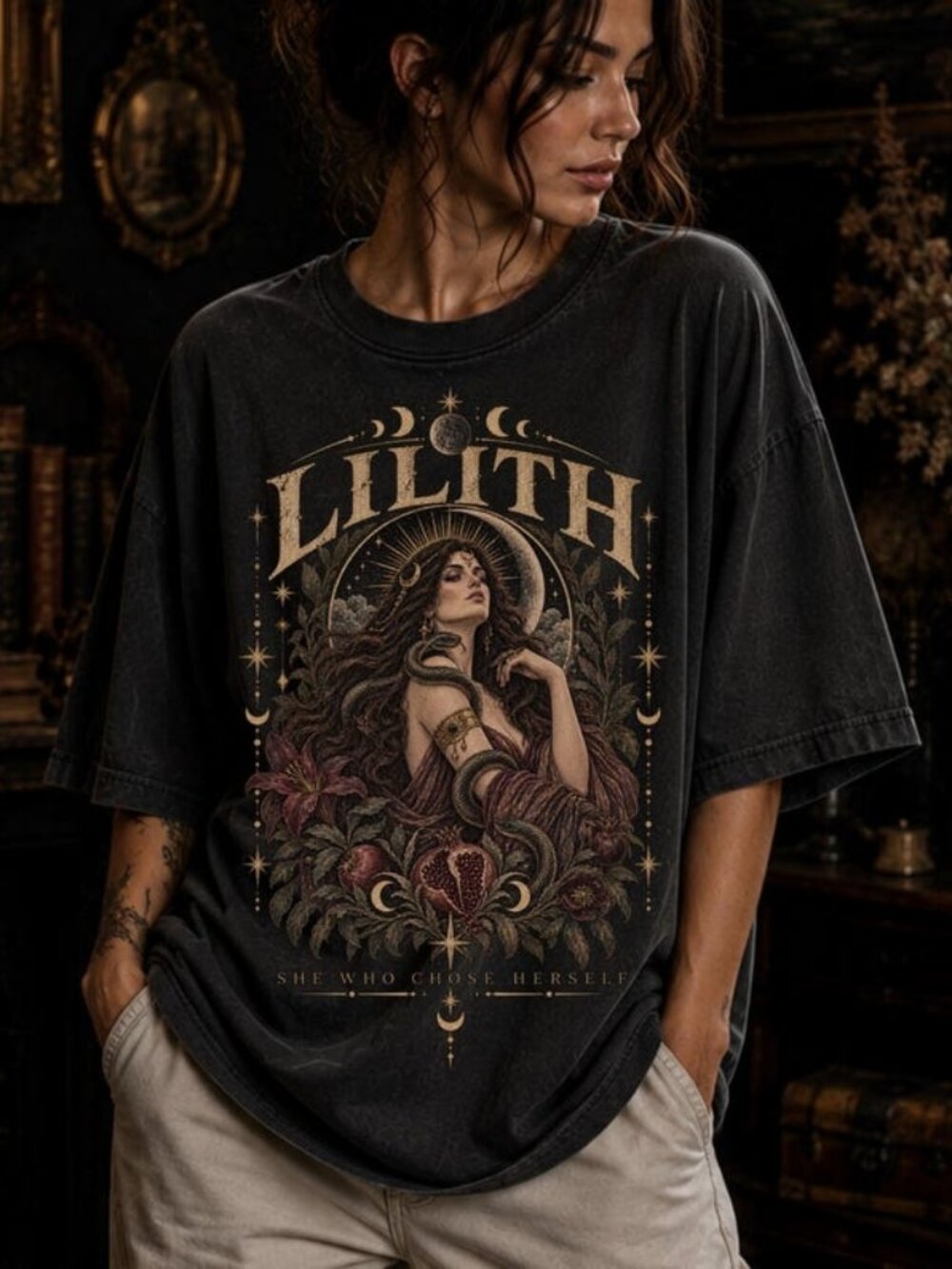 Lilith Goddess Energy Pomegranate Feminist Tee